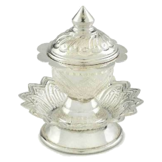 Sterling Silver Lotus Kunguma Chimizh also known as Sterling Silver Kamal Sindhoor Box or Sterling Silver Thamarai Kumkuma Chimil or Sterling Silver Kunguma Bharani by Chennai Silver Smith